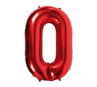 Ballon Mylar Géant Numéro Rouge 100cm Idéal pour Fête, Convient pour l'hélium - Numéro 0