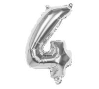 Ballon Mylar Métallisé Argent Chiffre 4 Hauteur 36cm - SACHET DE 1