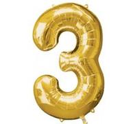 Ballon Mylar Or Chiffre 3 or G