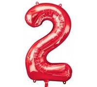 Ballon Mylar Rouge Chiffre 2 rouge G
