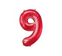 Ballon Mylar Rouge Chiffre 9