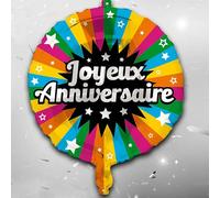 Ballon - NO NAME - Joyeux Anniversaire - Multicolore - Gonflable à l'air et à l'hélium - Attache incluse