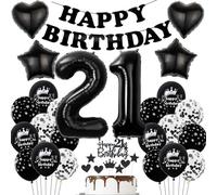 Ballon noir 21e anniversaire décoration ballons 21 ans homme noir anniversaire décoration d'anniversaire 21 ans femme 21 ans décoration de gâteau 21 décorations de fête