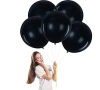 Ballon Noir,5 Pièces 18 Pouces Ballons de Baudruche,Ballon Anniversaire,Ballons Noir en Latex Mat Helium Gonflable de Fete,Mariage,Baby Shower,Anniversaire Decoration pour Femmes Garçons