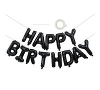 Ballon noir « Happy Birthday » de 40,6 cm, bannière d'anniversaire en forme de lettre Mylar pour femmes, hommes et adultes, fête d'anniversaire