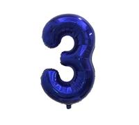 Ballon numérique en aluminium de 81 cm - Décoration numéro 3 - Bleu profond