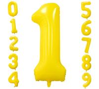 Ballon Numéro 1 Jaune, 40 Pouces Grand Numéro 1 Ballon d'anniversaire en Feuille d'hélium Jaune Citron pour les Fêtes