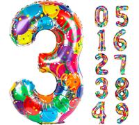 Ballon Numéro 3,40 Inch Large Colourful Balloon For Three Year Old Birthday Decor, 3 13 30 31 Birthday Party Decorations For Wedding Anniversary