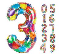 Ballon numéro 3,40 Inch Large Colourful Balloon for Three Year Old Birthday Decor, 3 13 30 31 Birthday Party Decorations for Wedding Anniversary