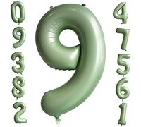 Ballon Numéro 9 Vert Sauge, 40 Pouces Ballons Numérotés en Feuille d'hélium Ballon d'âge d'anniversaire Ballons Vert Olive Pour Garçons Filles Anniversaire Graduation Décorations de fête à Thème Forêt