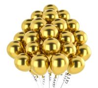 Ballon Or Métalliques 100 Pièces,12 Pouce Ballons de Baudruche Matt Chromé Or en Helium Gonflable,Décoration pour Anniversaire, Mariage Decoration