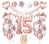 Ballon Or Rose Anniversaire 15 ans, Decoration Fête pour Garçon Fille