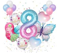 Ballon Papillon Anniversaire 8 Ans Decoration Anniversaire Fille Kit Ballon Anniversaire Papillon Fille Ballons en Aluminium Papillon Rose Dégradé Fournitures de Fête d'Anniversaire sur le Thème des