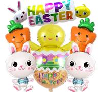 Ballon Paques, 6 Pièces Ballon Lapin Carotte Poussin Gros Ballons Aluminium Décoration de Pâques