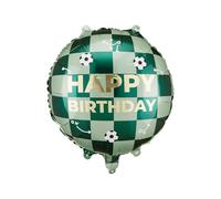 Ballon PartyDeco « Happy Birthday » en feuille Mylar vert et doré pour garçons - Décoration de fête d'anniversaire - Ballon à l'hélium rond pour célébrations sur le thème du football - 45,7 cm
