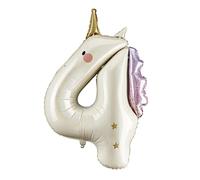 Ballon PartyDeco licorne en forme de chiffre pour fille - 91 cm - Ballons gonflables à l'air et à l'hélium pour décoration d'anniversaire (chiffre 4)