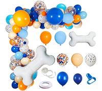 Ballon Patte de Chien, XiXiRan 117 Arche de Ballons Latex Orange et Bleu Décoration Anniversaire, Ballon en Forme D'aluminium Forme d Os Beige, Ensemble de Ballons à Thème de Fête avec Chaîne, Noueur