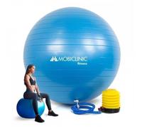 Ballon Pilates MOBICLINIC Swiss Ball Ballon Yoga Anti-dérapant Anti-perforation Gonfleur inclus Lavable 58 cm Bleu