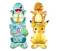 Ballon Pokemon debout, 4 pièces, dessin animé Pikachu écureuil Bulbasaur, fournitures de décoration en aluminium, cadeau de fête d'anniversaire pour enfants Set-4pcs
