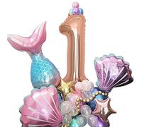 Ballon pour l'anniversaire d'une sirène, décoration d'anniversaire d'une sirène de 1 ans, ballon aluminium, pour l'anniversaire d'une sirène d'enfant, décoration pour Baby Shower 33pcs.…