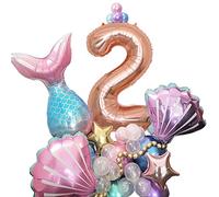 Ballon pour l'anniversaire d'une sirène, décoration d'anniversaire d'une sirène de 2 ans, ballon aluminium, pour l'anniversaire d'une sirène d'enfant, décoration pour Baby Shower 33pcs.…