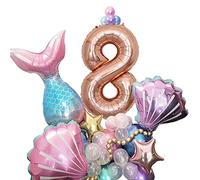 Ballon pour l'anniversaire d'une sirène, décoration d'anniversaire d'une sirène de 8 ans, ballon aluminium, pour l'anniversaire d'une sirène d'enfant, décoration pour Baby Shower 33pcs.…