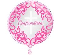 Ballon rond en aluminium avec croix rose fantaisie (45 cm) - Décoration de fête élégante pour célébrations et événements - 1 pièce