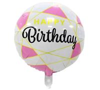 Ballon rond en aluminium « Happy Birthday », 45 cm, blanc, rose, jaune, gonflable à air ou à l'hélium, réutilisable, décoration parfaite pour les fêtes d'anniversaire, la décoration, les cadeaux et