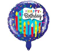 Ballon rond en aluminium Happy Birthday, 45 cm, décoration de bougie colorée pour fête, réutilisable, gonflé à l'air ou à l'hélium, idéal comme cadeau ou pour un mariage, le Nouvel An et plus encore