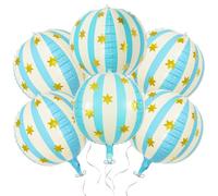 Ballon rond géant bleu clair à rayures et étoiles blanches, ballons gonflables en aluminium 4D pour fête prénatale, anniversaire, mariage, Noël, remise de diplôme, événements festifs, fournitures de