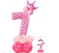 Ballon Rose Avec Numéro 7 Pour Fête D'anniversaire