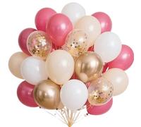 Ballon Rose Rétro,60pcs Ballon Anniversaire Rose Blanc, Ballons Abricot Métallisé Or avec Confetti, Decoration Or Roses pour Anniversaire,Baby Shower,Mariage,Baptême