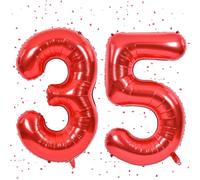 Ballon rouge de 35 pouces, Ballon chiffre rouge de 35, Ballon en aluminium de 100 cm chiffres 3 et 5, Ballon chiffre 35 en hélium de 35 pouces, Ballon anniversaire pour 35e et 53e anniversaires