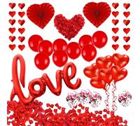 Ballon Rouge Kit de la Saint-Valentin Décoration Romantique, Kit de Décoration de Saint Valentin, Décoration de Ballons de la Saint-Valentin pour Saint Valentin Fiançailles et Mariage Anniversaire Fêt