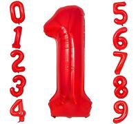 Ballon Rouge Numéro 1, 40 Pouces Feuille d'hélium Ballons d'anniversaire Ballons en Mylar Pour Enfants Femmes Hommes Anniversaire Mariage Anniversaire Fiançailles Décorations de Fête du Nouvel an