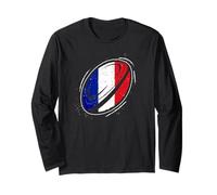 Ballon Rugby pour Fier Fan Rugby Français Un Drapeau France Manche Longue