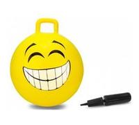 Ballon sauteur xl 45 cm jaune visage souriant - pvc robuste + pompe - enfant - 50 kg max - set jouet d'intérieur + 1 carte tigre