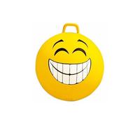 Ballon sauteur XXL 65 cm Jaune Visage souriant - PVC robuste, poignee - Jouet d'interieur - Enfant / Adulte - 80 Kg max