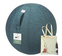 Ballon-siège VLUV STOV, siège ergonomique pour le bureau et la maison, couleur: Petrol (bleu-vert), Ø 60cm - 65cm, Tissu d’ameublement de qualité supérieure, robuste et indéformable avec une poignée de transport