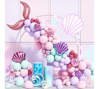 Ballon Sirène Queue Guirlande De Fête, 120 Pièces Pastel Violet Rose Sarcelle Bleu Ballons Latex Arche avec Coquillage Étoile pour Décorations Filles Sirène Sous La Mer Thème Anniversaire Baby Shower