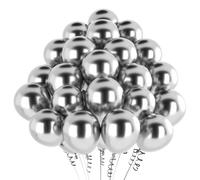 Ballon Sliber Métalliques 100 Pièces,12 Pouce Ballons de Baudruche Matt Chromé Sliber en Helium Gonflable,Décoration pour Anniversaire, Mariage Decoration