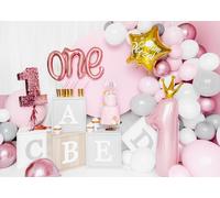 Ballon transparent chiffre 1 avec couronne 30x92cm rose