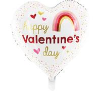 Ballon transparent coeur 45 cm, Happy Valentine's day blanc rouge or