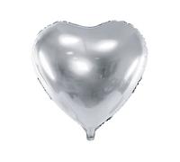 Ballon transparent cœur 51cm argent