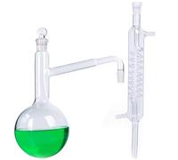 Ballon tricol en verre borosilicaté à paroi épaisse laboratoire ballon d'ébullition tricol à fond rond appareil de distillation Multicol laboratoire de chimie organique verrerie (1000ML)