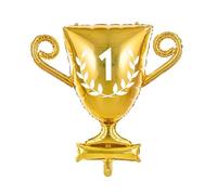 Ballon Trophée Football Géant Or Métallisé, Coupe Géante Gonflable, 64x61 cm, Décoration Anniversaire avec Couronne de Laurier, Réutilisable, Gonflage Air ou Hélium