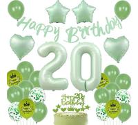 Ballon vert 20 ans anniversaire,Ballon vert sauge 20 ans Femme,Vert 20 ans anniversaire décoration fête,Ballon 20 ans anniversaire Homme Femme Sage vert,Decoration Anniversaire 20 ans ballons
