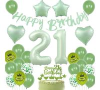 Ballon vert 21 ans anniversaire,Ballon vert sauge 21 ans Femme,Vert 21 ans anniversaire décoration fête,Ballon 21 ans anniversaire Homme Femme Sage vert,Decoration Anniversaire 21 ans ballons
