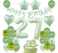 Ballon vert 27 ans anniversaire,Ballon vert sauge 27 ans Femme,Vert 27 ans anniversaire décoration fête,Ballon 27 ans anniversaire Homme Femme Sage vert,Decoration Anniversaire 27 ans ballons