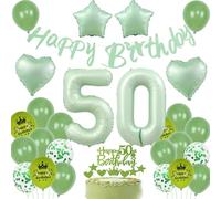 Ballon vert 50 ans anniversaire,Ballon vert sauge 50 ans Femme,Vert 50 ans anniversaire décoration fête,Ballon 50 ans anniversaire Homme Femme Sage vert,Decoration Anniversaire 50 ans ballons
